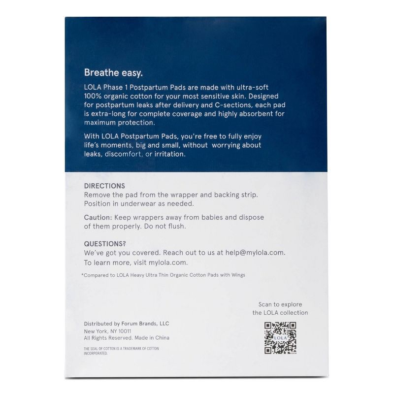 slide 2 of 9, LOLA Phase 1 Postpartum Pads - Maximum Absorbency - 20ct, 20 ct