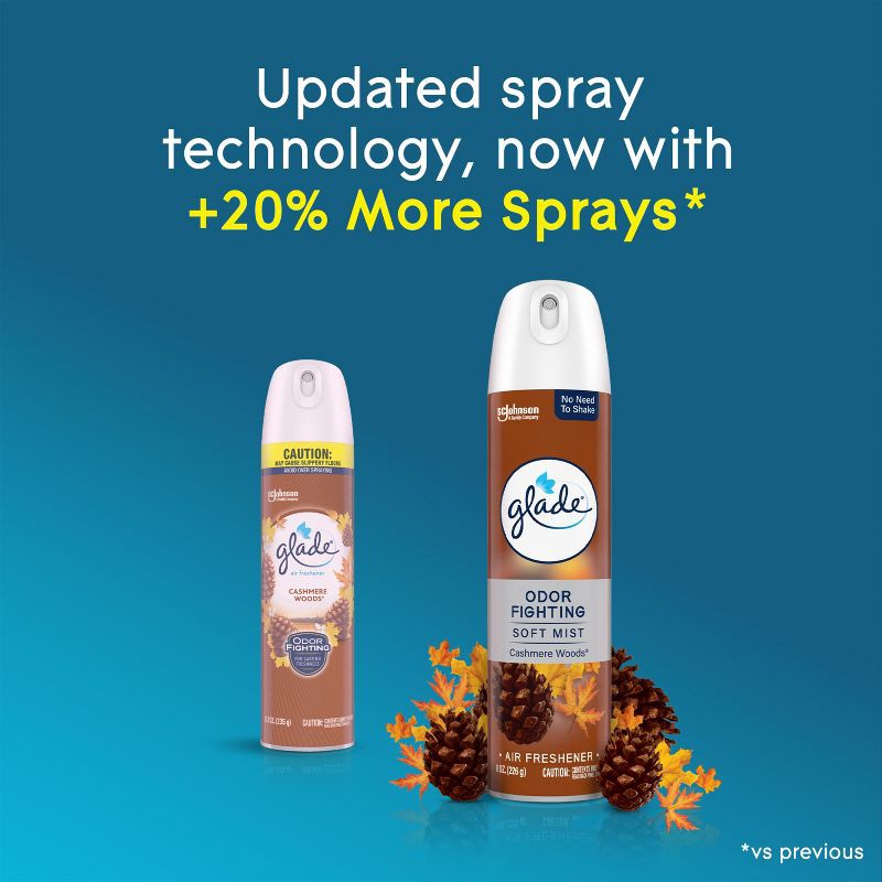 slide 6 of 13, Glade Odor Fighting Air Freshener Room Spray - Cashmere Woods - 8oz, 8 oz