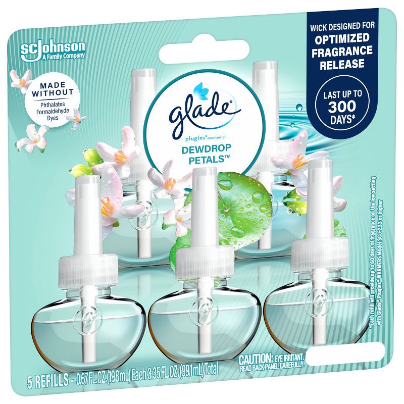 slide 11 of 11, Glade Piso Liquid Air Freshener - Dewdrop Petals - 3.35 fl oz/5ct, 5 ct; 3.35 fl oz