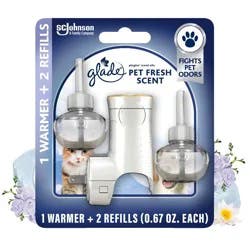 Glade Piso 2 Refills + Warmer Liquid Starter Air Freshener Kit - Pet Fresh