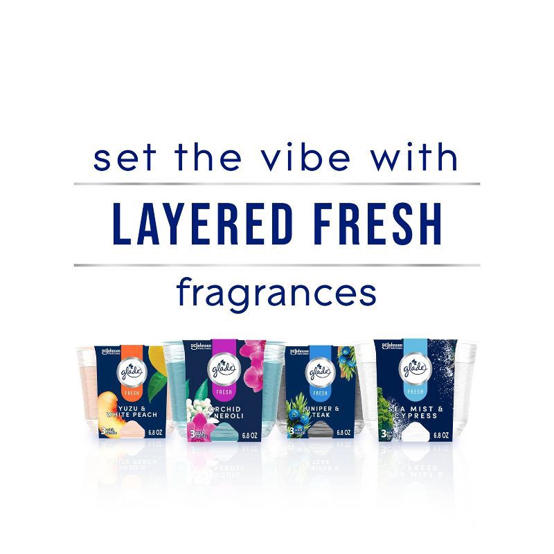 slide 8 of 13, Glade 3 Wick Candle - Sea Mist & Cypress - 6.8oz, 6.8 oz