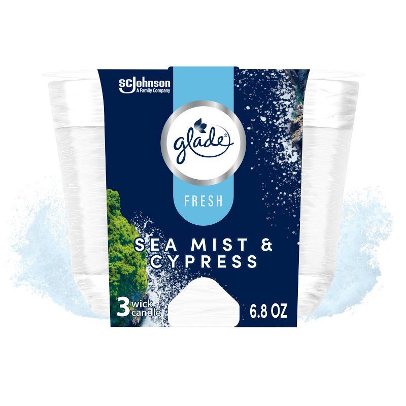 slide 1 of 13, Glade 3 Wick Candle - Sea Mist & Cypress - 6.8oz, 6.8 oz