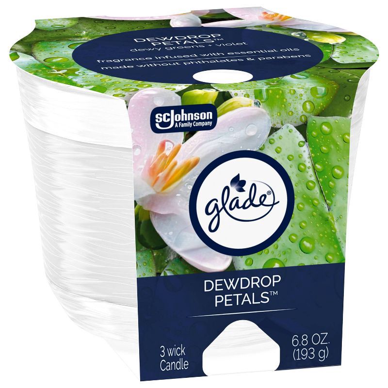 slide 12 of 12, Glade 3 Wick Glass Dewdrop Petals Jar Candle - 6.8oz, 6.8 oz