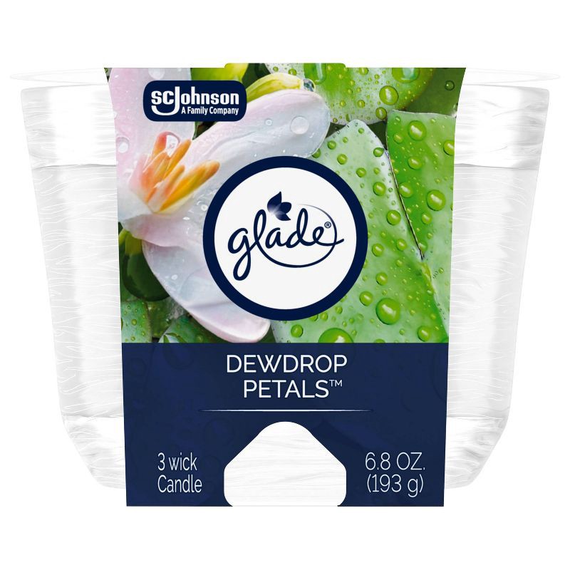 slide 4 of 12, Glade 3 Wick Glass Dewdrop Petals Jar Candle - 6.8oz, 6.8 oz