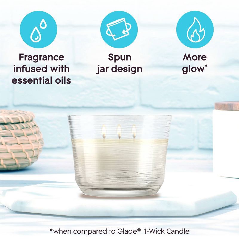 slide 8 of 12, Glade 3 Wick Glass Dewdrop Petals Jar Candle - 6.8oz, 6.8 oz
