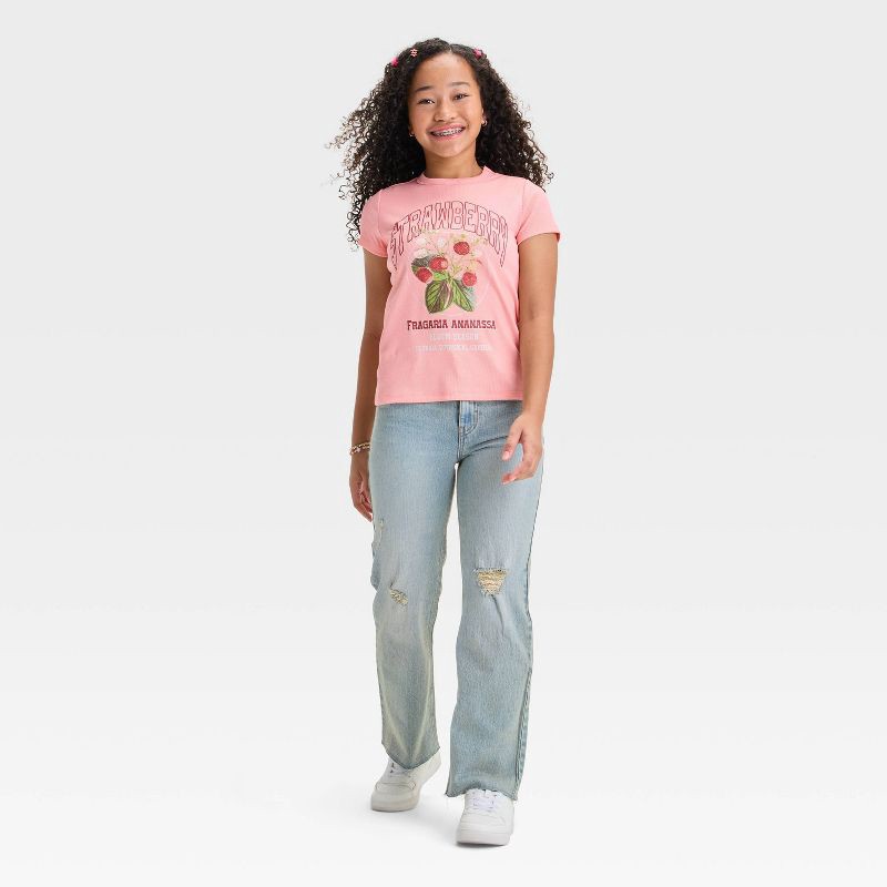 slide 4 of 4, Scavenger Hunt Girls' Strawberry Graphic T-Shirt - Pink L, 1 ct