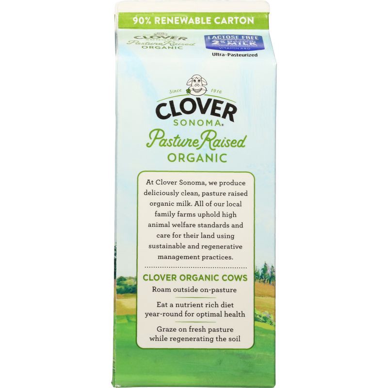 slide 6 of 7, Clover Sonoma Organic Pasture Raised Lactose Free 2% Milk - 0.5gal, 1/2 gal