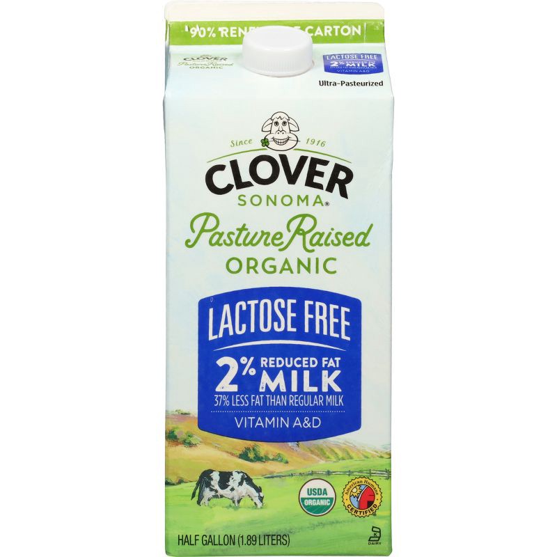 slide 7 of 7, Clover Sonoma Organic Pasture Raised Lactose Free 2% Milk - 0.5gal, 1/2 gal