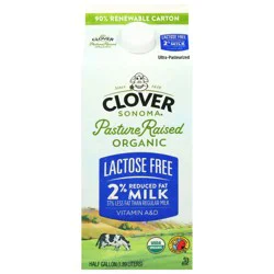 Clover Sonoma Organic Pasture Raised Lactose Free 2% Milk - 0.5gal