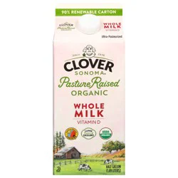 Clover Sonoma UHT Organic Pasture Raised Whole Milk - 0.5gal
