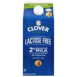Clover Sonoma UHT Lactose Free 2% Milk - 0.5gal