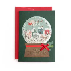 Minted Christmas Snow Globe Embellished Greeting Card