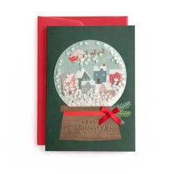 Minted Christmas Snow Globe Embellished Greeting Card