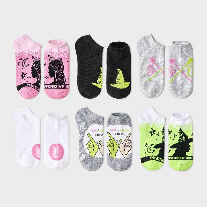 slide 1 of 3, Girls' Wicked 6pk No Show Socks - S/M, 6 ct