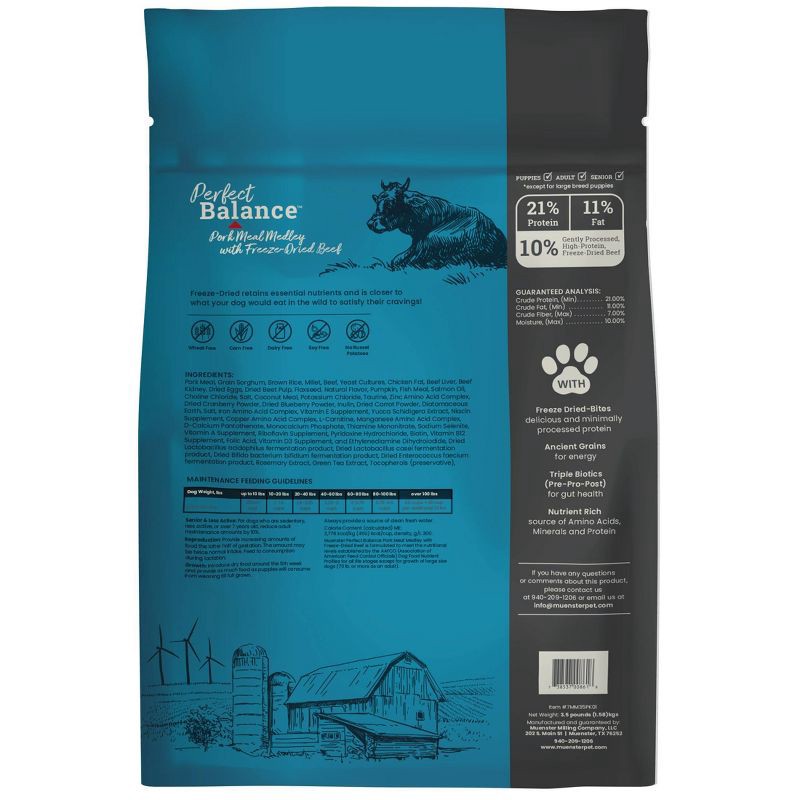 slide 2 of 7, Muenster Beef and Pork Flavor Perfect Balance Kibble and Freeze Dried Dry Dog Food - 3.5lbs, 3.5 lb