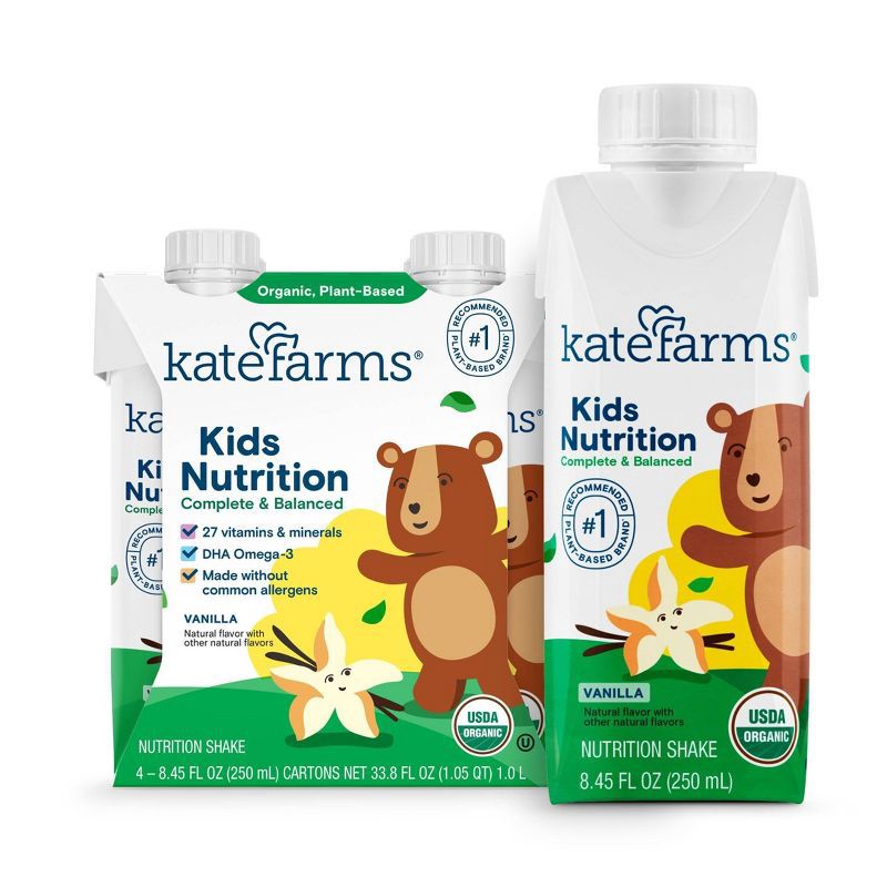 slide 1 of 6, Kate Farms Kids' Nutrition Vanilla Shake - 8.45oz/4pk, 8.45 oz, 4 ct