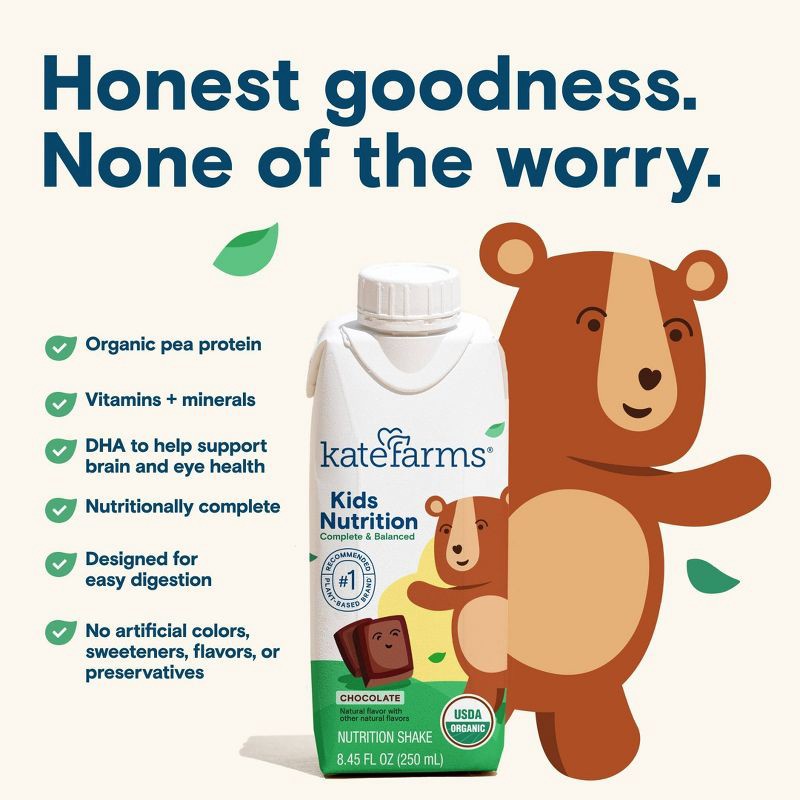 slide 3 of 6, Kate Farms Kids' Nutrition Chocolate Shake - 8.45oz/4pk, 8.45 oz, 4 ct