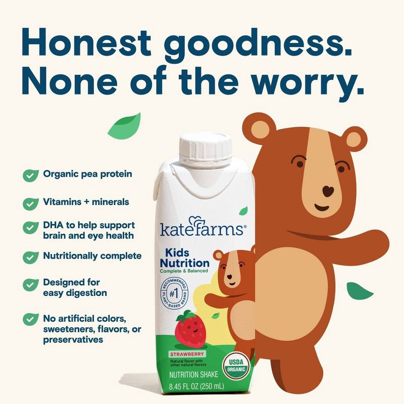 slide 4 of 7, Kate Farms Kids' Nutrition Strawberry Shake - 8.45oz/4pk, 8.45 oz, 4 ct