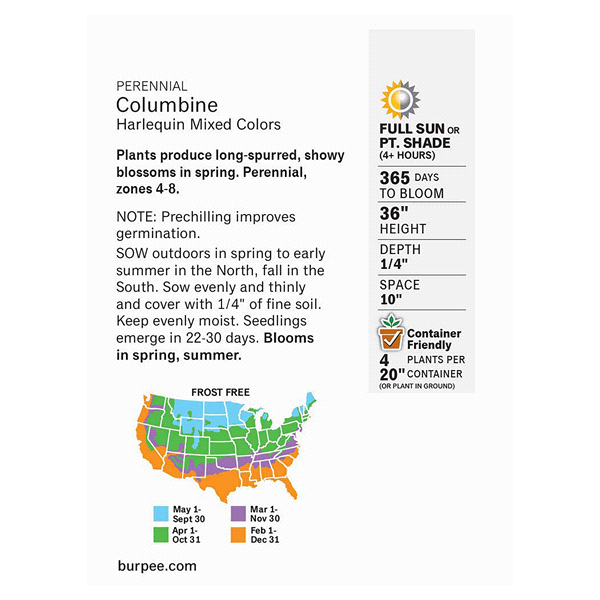 slide 4 of 5, Burpee Columbine Harlequin Mixed Color Seeds - Multi-Color, 1 ct