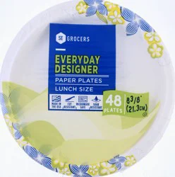 SE Grocers Paper Plates 8 1/2" Lunch Size Heavy Duty Designer