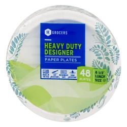 SE Grocers Paper Plates 8 1/2" Lunch Size Heavy Duty Designer