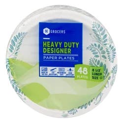SE Grocers Paper Plates 8 1/2" Lunch Size Heavy Duty Designer