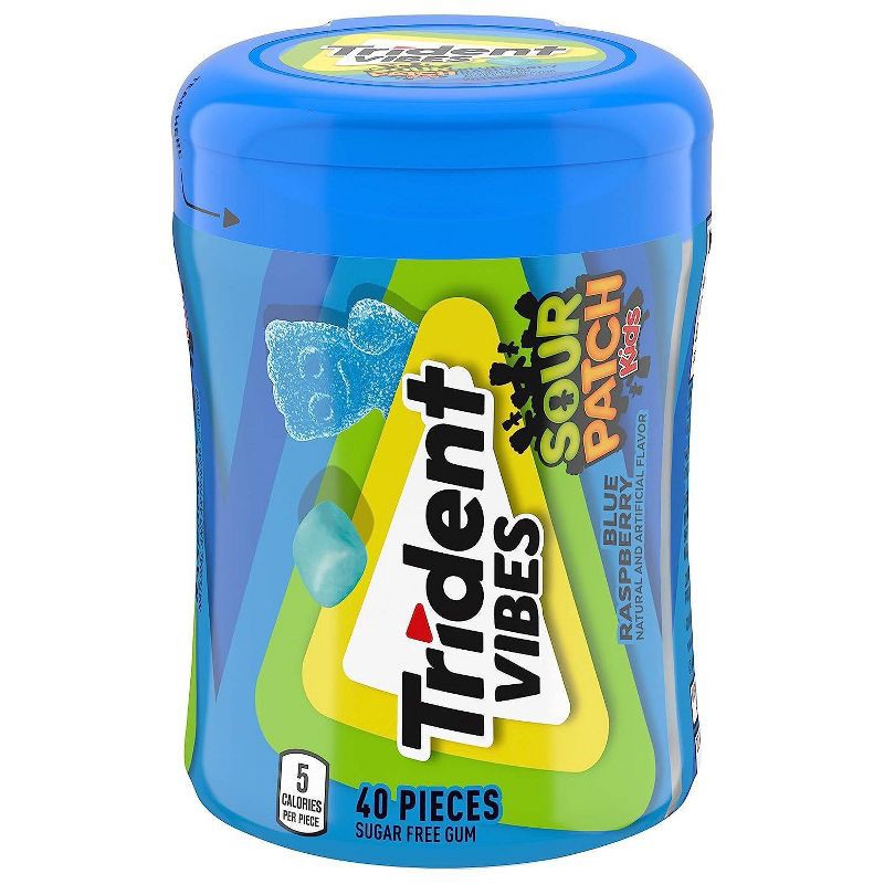 slide 2 of 10, Trident Vibes Sour Patch Kids' Blue Raspberry Chewing Gum - 3.245oz, 3.245 oz