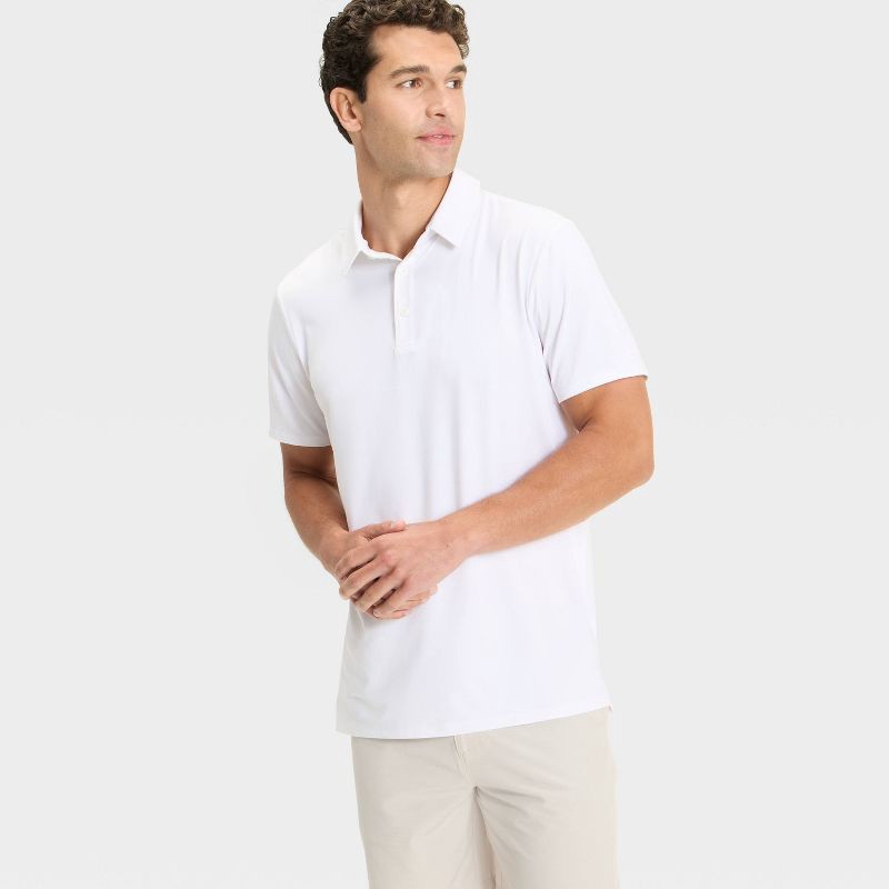 slide 2 of 3, Men's Jersey Polo Shirt - All In Motion™ White M, 1 ct