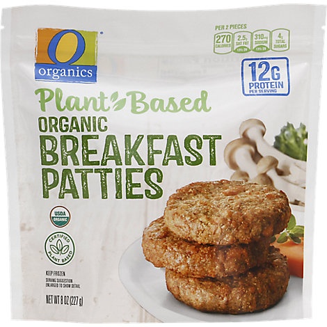 slide 1 of 1, O Organics Plant Based Breakfast Patties, 8 oz