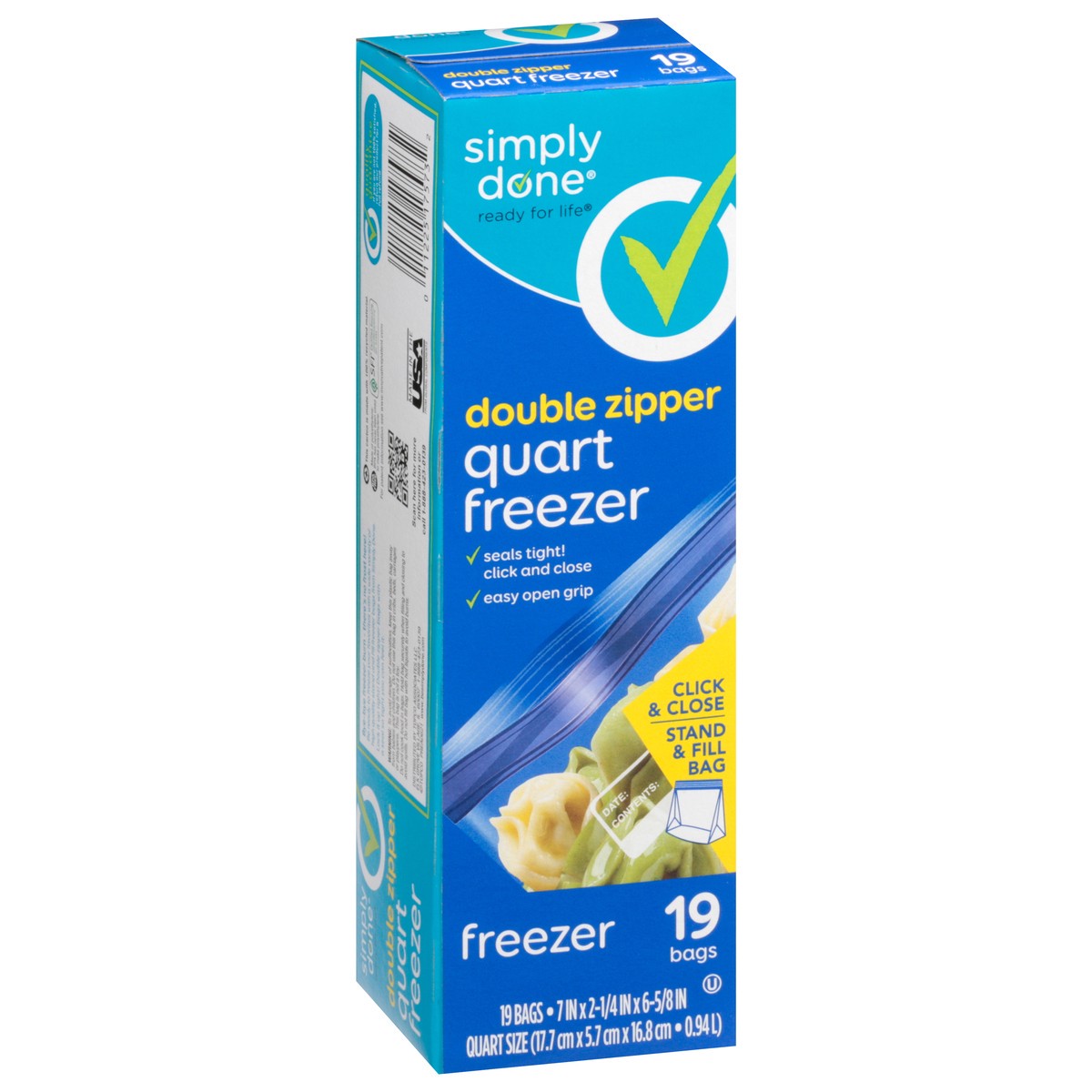 slide 5 of 9, Simply Done Quart Size Double Zipper Freezer Bags 19 ea, 19 ct