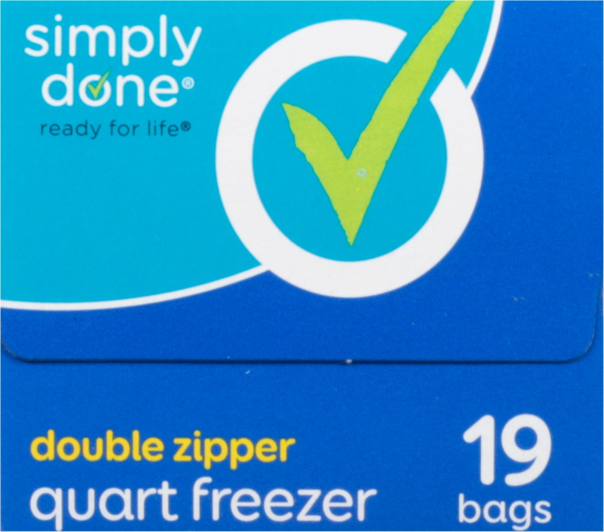 slide 9 of 9, Simply Done Quart Size Double Zipper Freezer Bags 19 ea, 19 ct