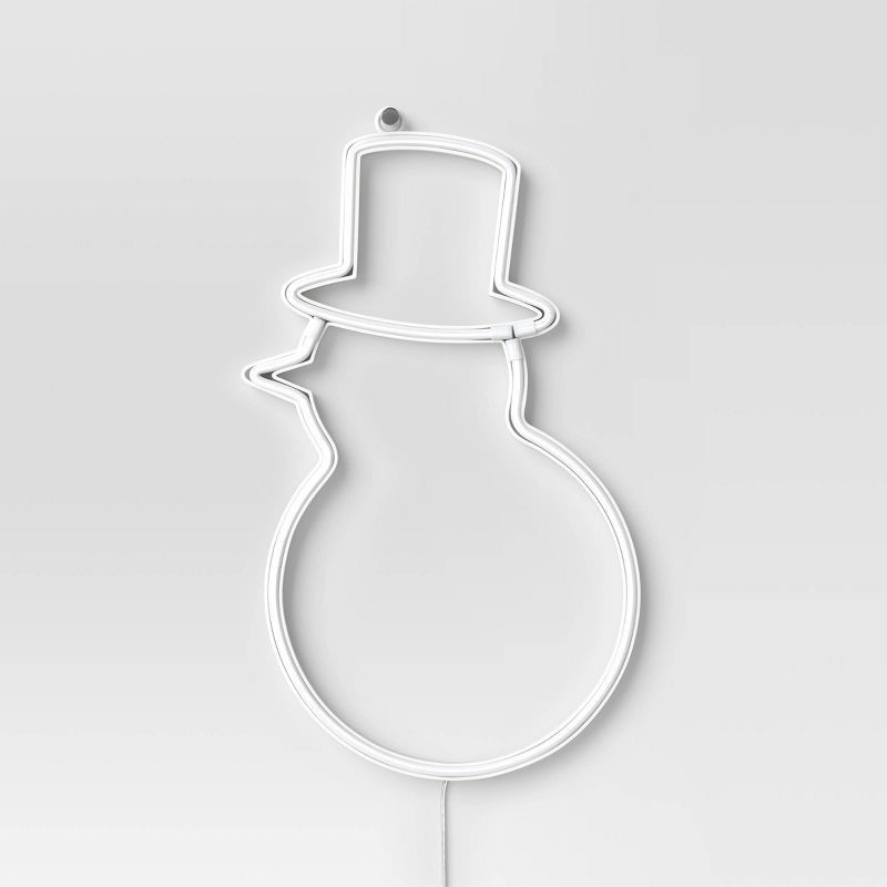 slide 3 of 4, LED Battery Operated Christmas Neon Snowman Hangable Sign White/Blue/Orange - Wondershop™, 1 ct