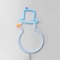 LED Battery Operated Christmas Neon Snowman Hangable Sign White/Blue/Orange - Wondershop™
