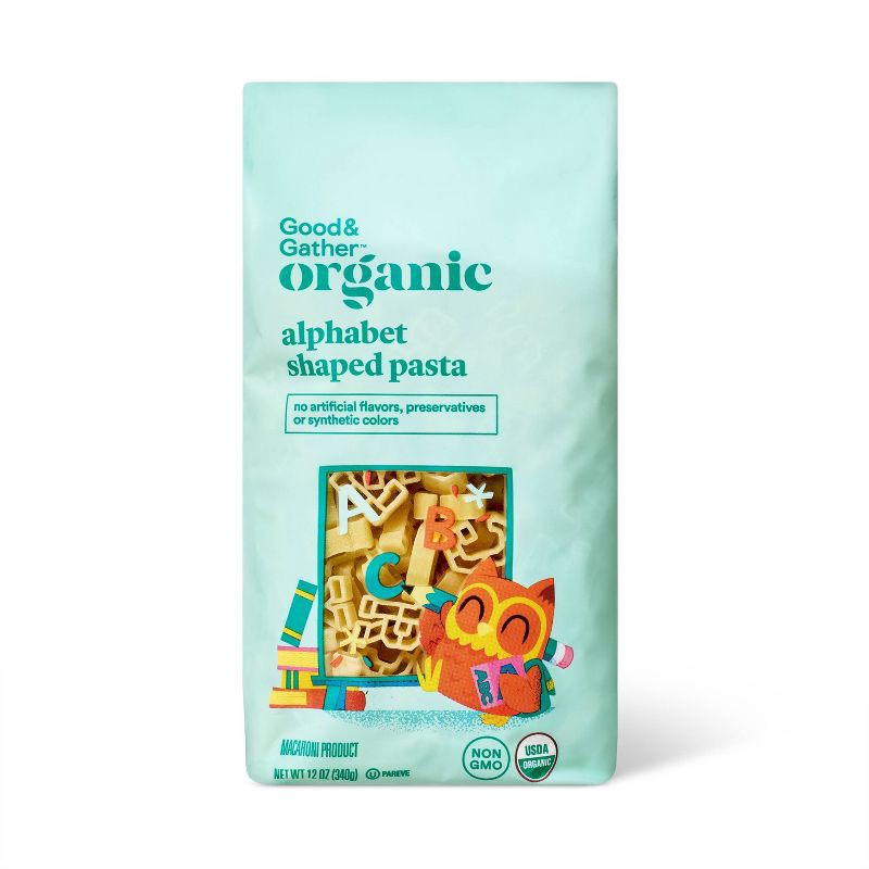 slide 1 of 5, Alphabet Shaped Organic Kids' Pasta - 12oz - Good & Gather™, 12 oz