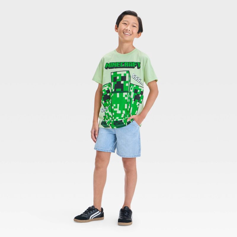 slide 4 of 4, Boys' Minecraft Short Sleeve T-Shirt - Green S, 1 ct