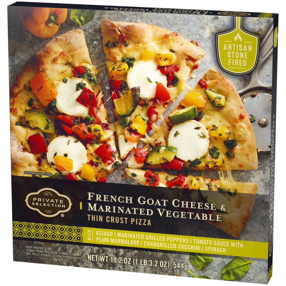 slide 3 of 6, Private Selection French Goat Cheese & Marinated Vegetable Thin Crust Pizza, 19.2 oz