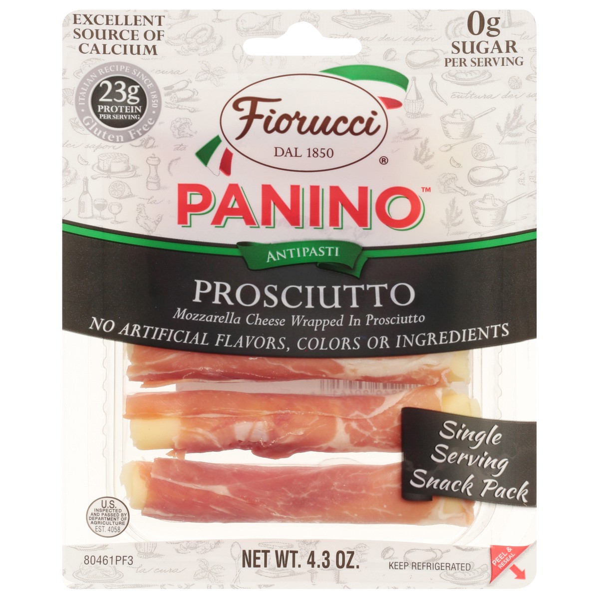 slide 1 of 1, Fiorucci Prosciutto & Mozzarella Panino, 4.3 oz