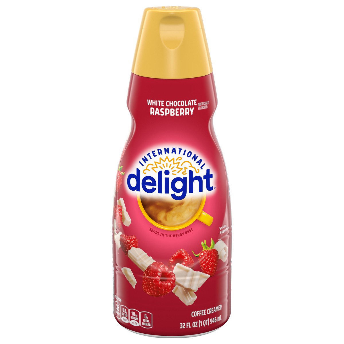 slide 1 of 12, International Delight Coffee Creamer, White Chocolate Raspberry, Refrigerated Flavored Creamer, 32 FL OZ Bottle, 32 fl oz