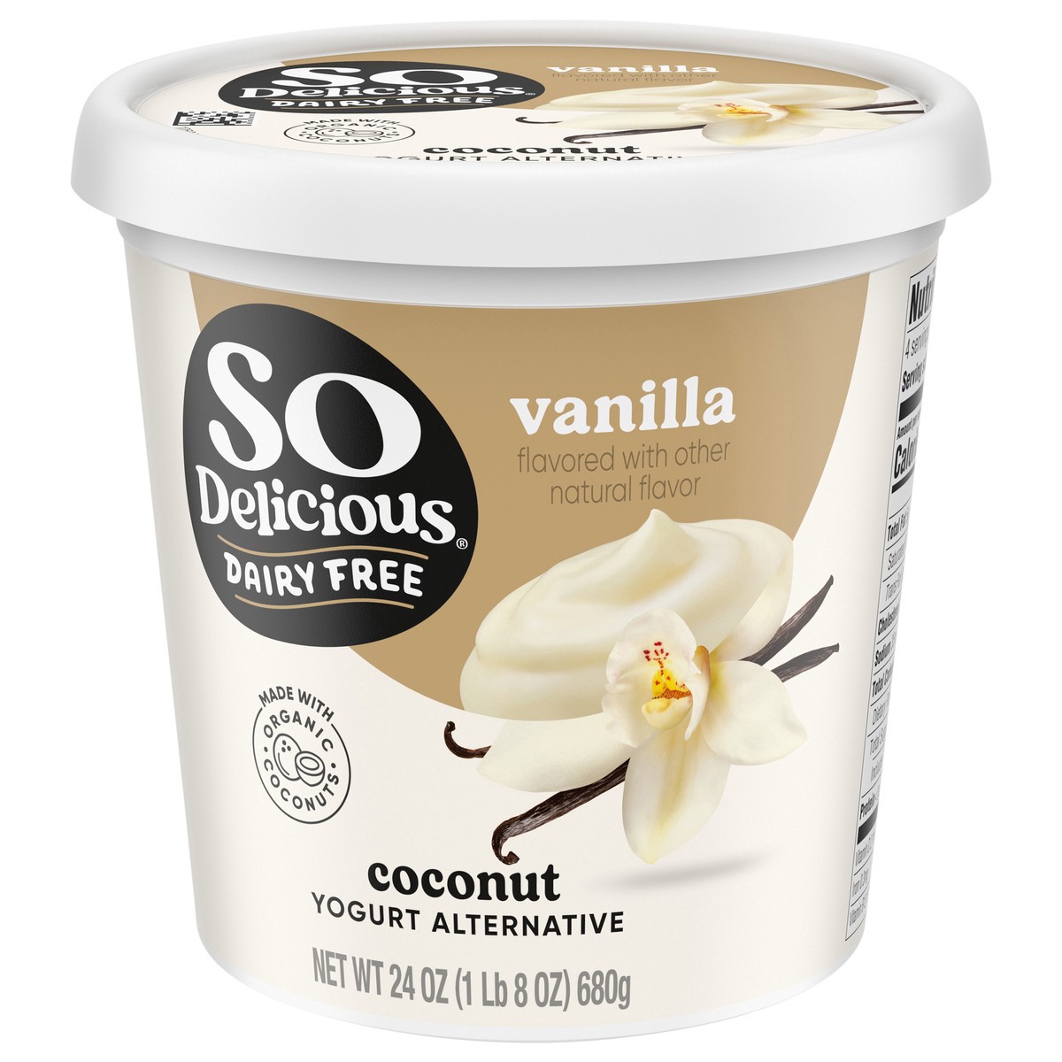 slide 1 of 5, So Delicious Coconut Milk Yogurt Alternative, Vanilla, Vegan, Gluten Free, 24 oz Container, 24 oz