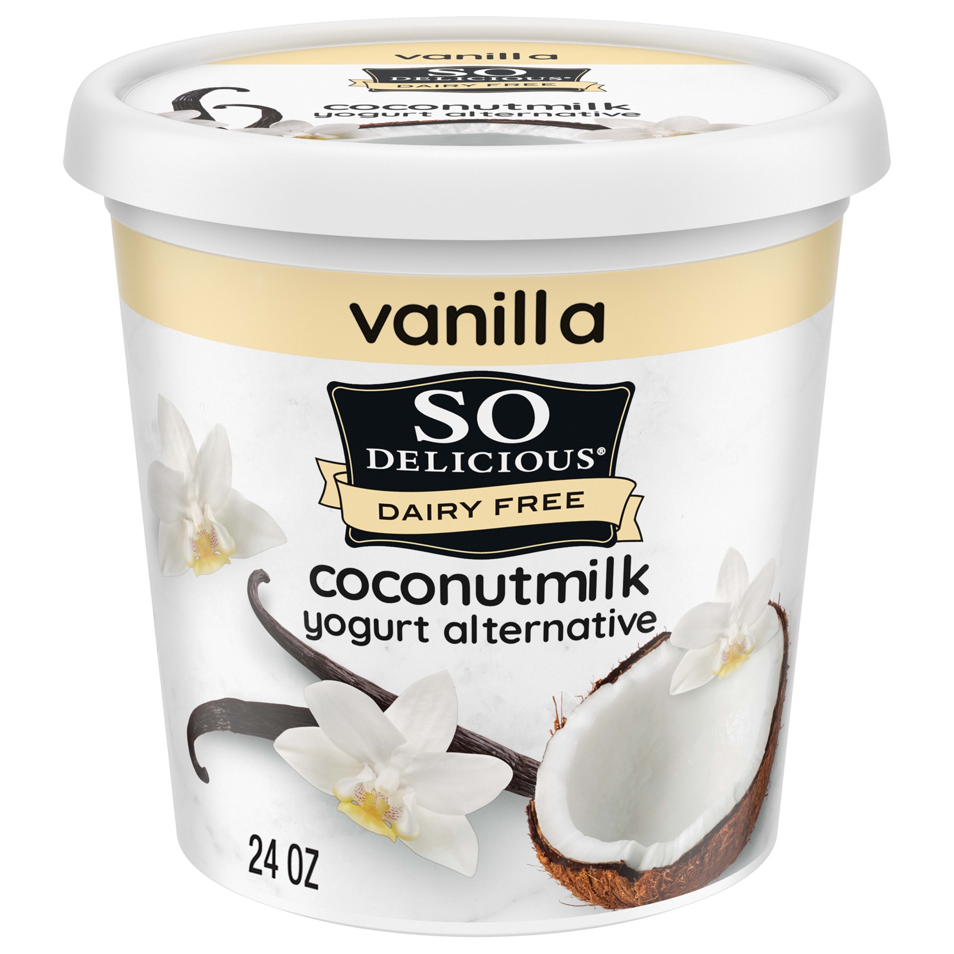 slide 1 of 5, So Delicious Dairy Free Coconut Milk Yogurt Alternative, Vanilla, Vegan, Gluten Free, Non-GMO, 24 oz