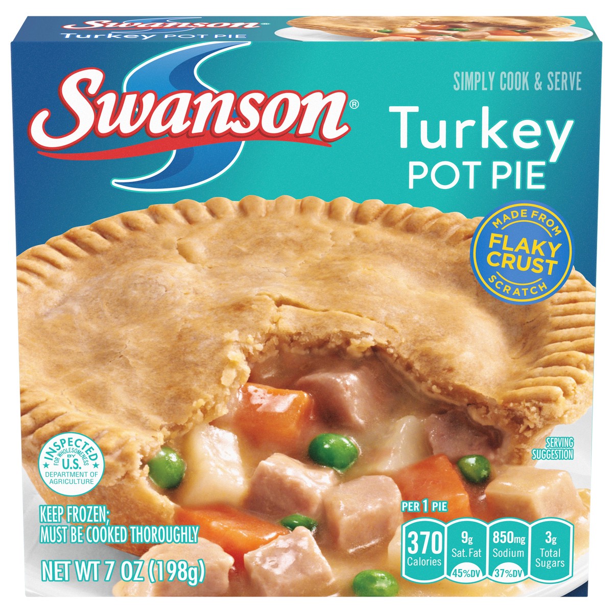 slide 1 of 5, Swanson Individual Turkey Pot Pie Frozen Meal, 7 oz., 7 oz