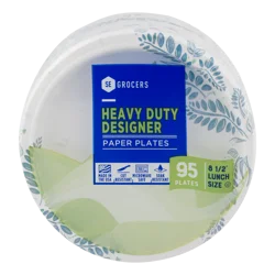 SE Grocers Paper Plates 8 1/2" Lunch Size Heavy Duty Designer
