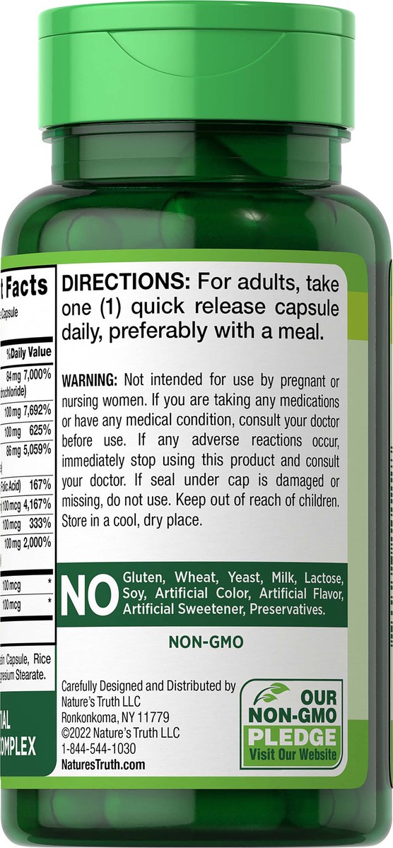 slide 2 of 5, Nature's Truth High Potency Balanced Vitamin B-100 B-Complex, 60 ct