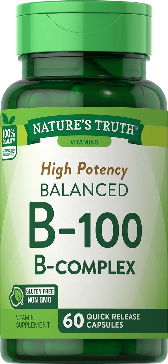slide 5 of 5, Nature's Truth High Potency Balanced Vitamin B-100 B-Complex, 60 ct