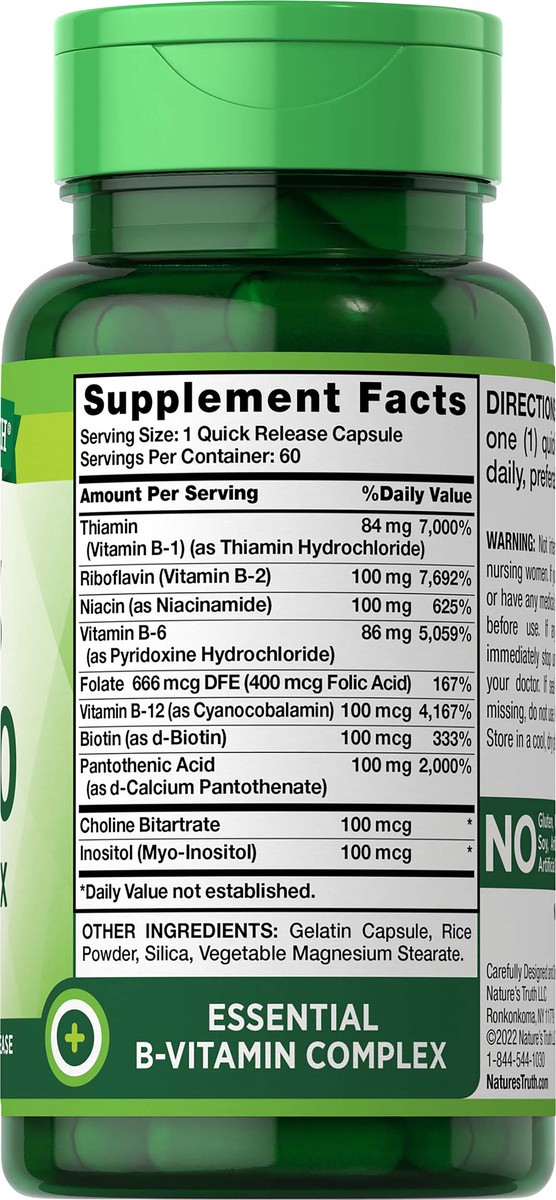 slide 3 of 5, Nature's Truth High Potency Balanced Vitamin B-100 B-Complex, 60 ct
