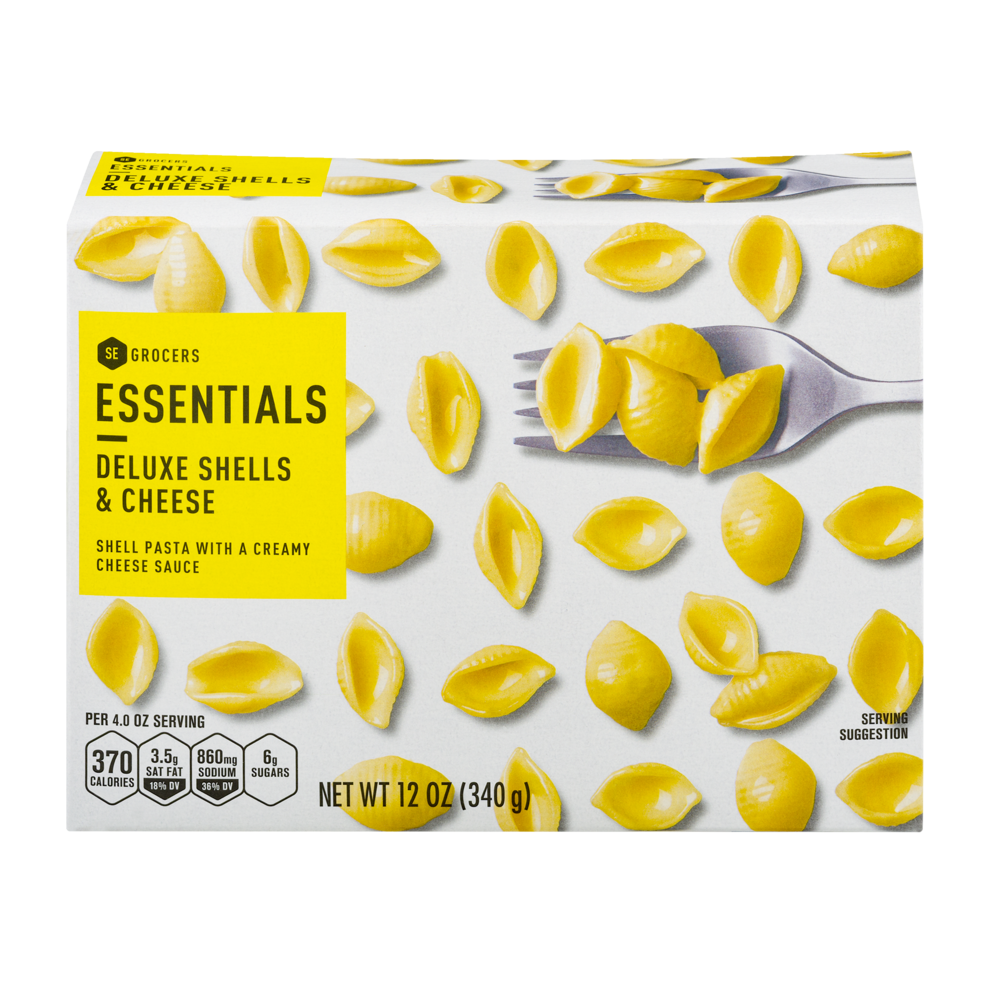 slide 1 of 1, Essentials Pasta Deluxe Shells & Cheese, 12 oz