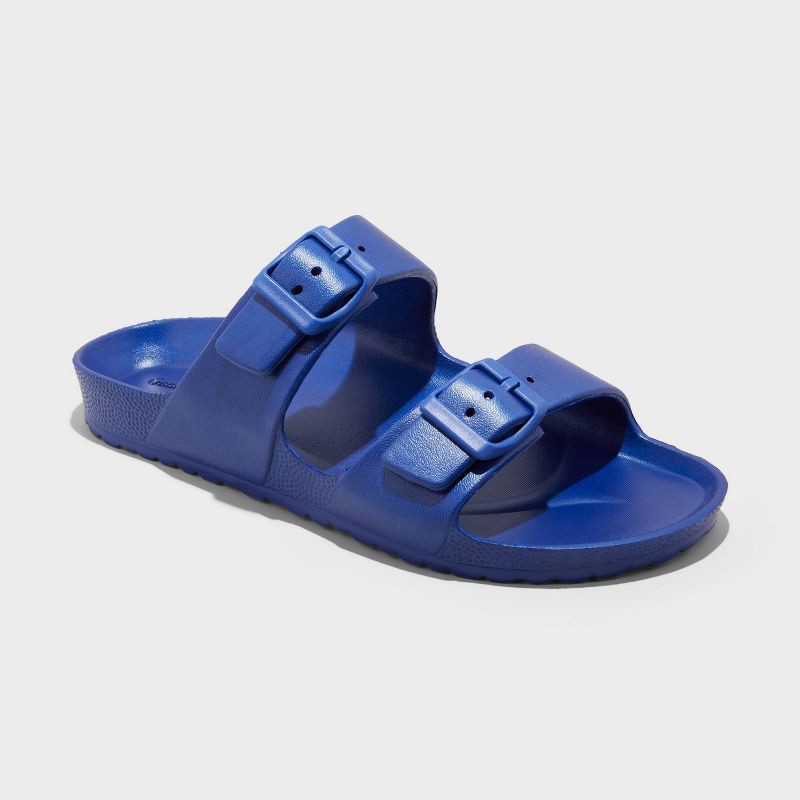 slide 1 of 3, Men's Carson Two Band Sandals - Goodfellow & Co™ Royal Blue 10: Slip-On, Open Toe,, 1 ct