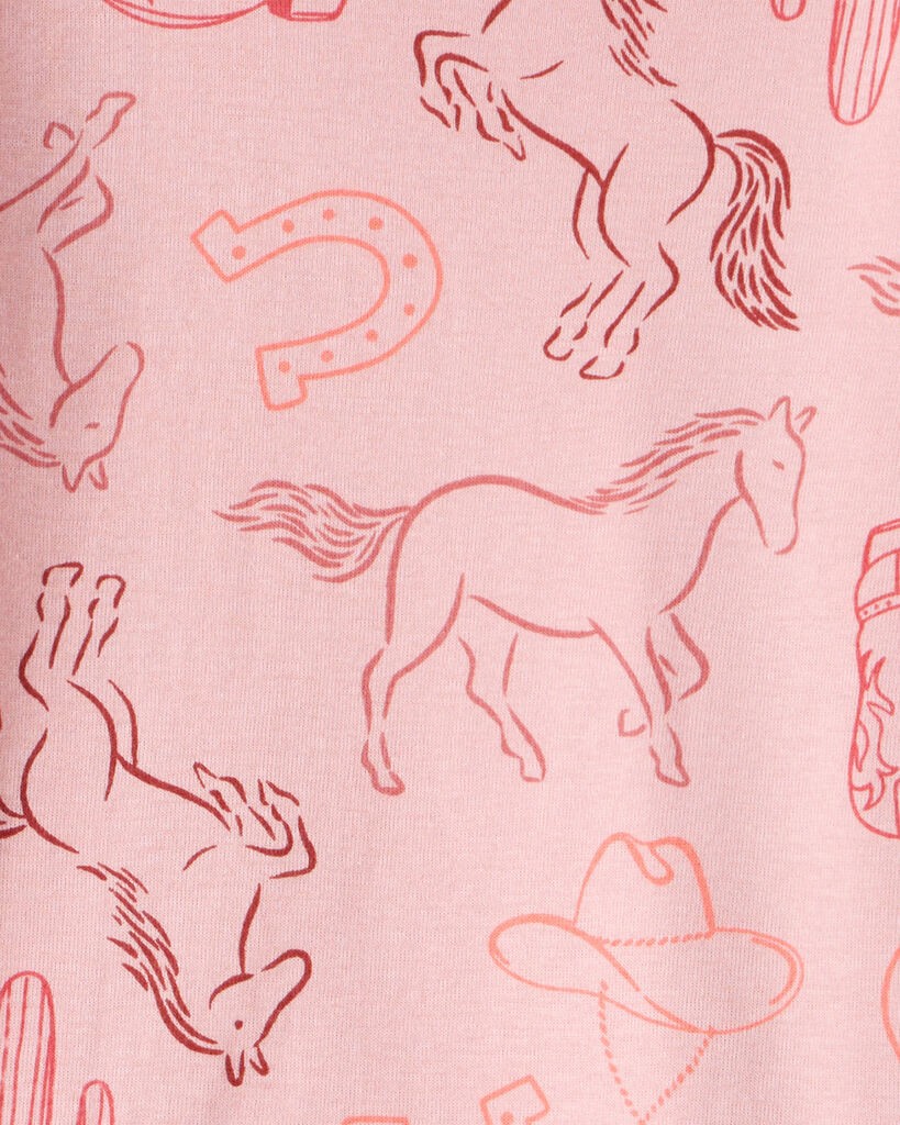 slide 3 of 4, Carter's Carters Girls Cowgirl Print 100% Cotton Long-Sleeve Snug Fit 4-Piece Pajamas - Pink Pink 5, 4 pc