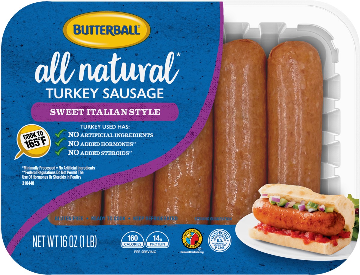 slide 6 of 9, Butterball Turkey Sweet Italian Saus, 1 lb