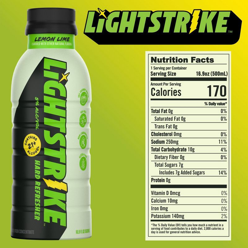 slide 5 of 11, New Belgium Lightstrike Hard Refresher Lemon Lime - 4pk/16.9 fl oz Bottles, 4 ct, 16.9 fl oz